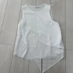 ZARA ノースリーブデザインカットソー　ホワイト