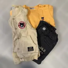 DOUBLE.B ベージュベストとイエロートップスセット