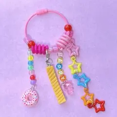 じゃらじゃらキーホルダー　カラフル　チャーム　ピンク　推し活