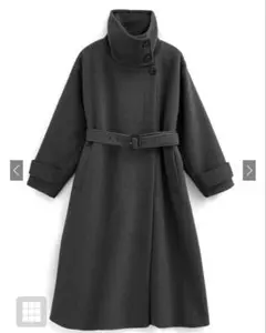 GRL 2Wayベルト付きスタンドカラーロングコート チャコール[ze840]