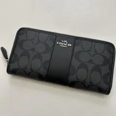 COACH シグネチャー ラウンドファスナー 長財布 ブラックのサムネイル