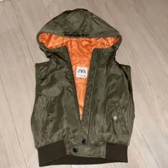 ZARA フード付きキルティングベスト XS