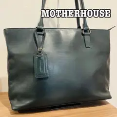 【美品】マザーハウス トートバッグ アンティークスリム　グリーン　オールレザー