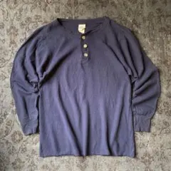 00s サーマル ヘンリーネック ワッフル生地 ネイビー ミリタリー グランジ