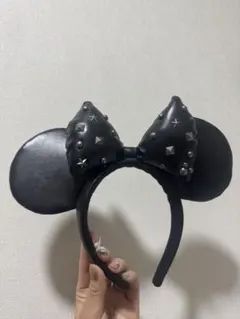 スタッズ付きブラックミニーマウス耳カチューシャ