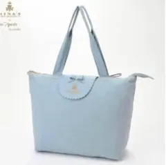新品　青木美沙子　ニナス　しまむら　リボン　エコバッグ　ライトブルー　水色のサムネイル