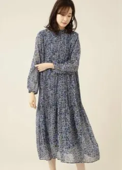 【SALE】NBB 洗えるフラワープリントプリーツワンピース