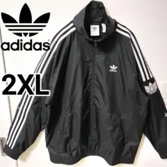 アディダス 黒 アディカラー 3Dロゴ ナイロンジャケット ジャージ 男性2XL