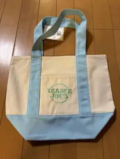 TRADER JOE'S キャンバス　ミニトートバッグ 水色