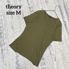 【セオリー】半袖 Tシャツ 38 カーキ ロゴ Vネック コットンスムース Mのサムネイル