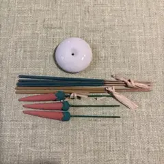 陶器製線香立てと線香セット