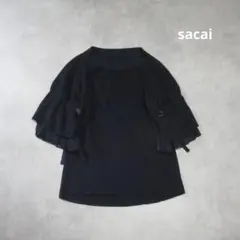 専用 sacai / コットン ニット プルオーバー セーター モード デザインのサムネイル