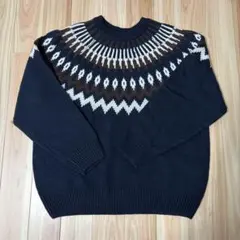 GU ネイビー ノルディック柄 セーター Lサイズ