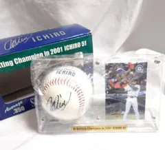 イチロー 2001年 アメリカンリーグ首位打者獲得 記念サインボール&カード