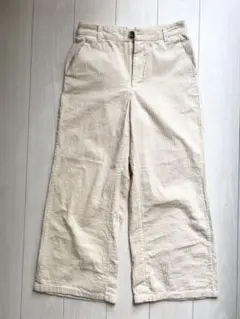 GU ベージュ コーデュロイ ワイドパンツ
