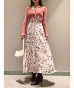 【美品】スナイデル＊ニットカーデ&プリントキャミワンピースSET