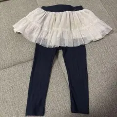 プティマイン★レギンス スカート付き ネイビー/ホワイト