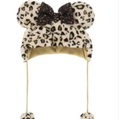新品　公式　ディズニーファンキャップ　ヒョウ柄　ベージュ系