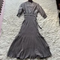 削除 9/13まで MERCURYDUO 異素材ドッキングフレアニットワンピース