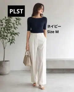 PLST◆UVカット レーヨンブレンド カットソー ネイビー Mのサムネイル