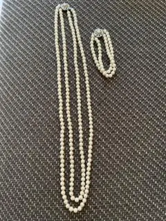 2連　パール　シルバーカラー　金具　ネックレス＆ブレスレット
