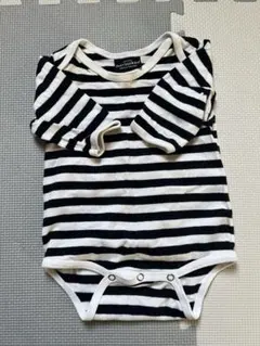 marimekko ブラックホワイトストライプロンパース 60