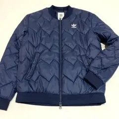 【美品】adidas トレフォイル　キルティング　ジャケット　ネイビー　O
