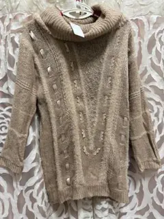 【新品タグ付】アクシーズファム ニット オフタートル　リボン レース ピンク M