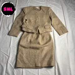 セットアップ　スカート　金ボタン　ツイード　フォーマル　シンプル　ボタン
