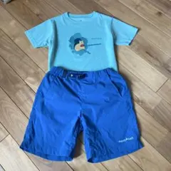 美品　モンベル　Tシャツ&ズボン　130 薄グリーン　青