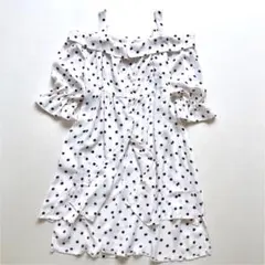 早い者勝ち❤️オンショルダー半袖ブラウス ドット柄