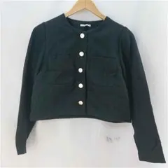 EMODA ノーカラージャケット フロントボタン ブラックレディース Fサイズのサムネイル