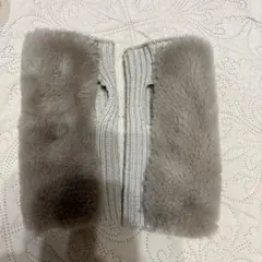 グレー ジュ　ファー ニット アームカバー