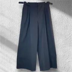 PLST ワイドパンツ ブラック　サイドゴム M 黒 美脚　通勤 674