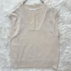 アメリカンホリック ニットベスト Vネック アイボリー F 春秋　レイヤード　綿