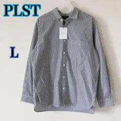 新品 PLST キュプラブレンド ストライプ 長袖シャツ Lサイズのサムネイル