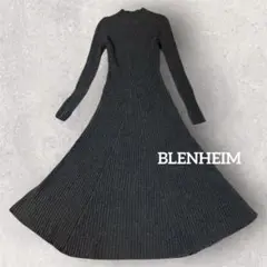 BLENHEIM ダークグレー リブ編み 長袖ニットロングワンピース S