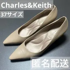 チャールズ&キース ポインテッドキトゥンヒールパンプス　ヌード 37