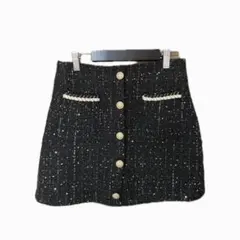 【美品】ツイードラメ　ミニスカート