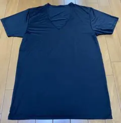 UNIQLO シルキードライ Vネック(半袖)Tシャツ (L) ブラック 黒