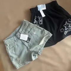 ‼️サービス‼️ デニムショートパンツ & ブラック スカート 2着セット