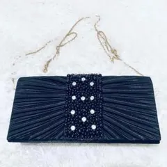 【パーティーバッグ】 結婚式 二次会 ビジュー ラインストーン パール プリーツ