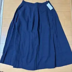 新品 麻混フレアスカート ネイビー Mのサムネイル