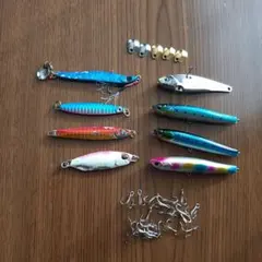 中古　エギ、メタルジグ　78個、破れ、錆び針折れあり 中古 エギ、メタルジグ 78個、破れ、錆び針折れあり