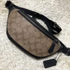 【極美品】COACH コーチ ボディバッグ レザー 男女兼用 ベージュ 斜めがけ