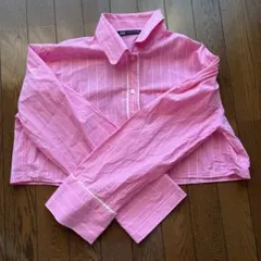 ZARA ピンク ストライプ クロップドシャツ