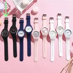 【腕時計】シリコンクォーツ  3ATM  防水  黒×ピンクゴールド