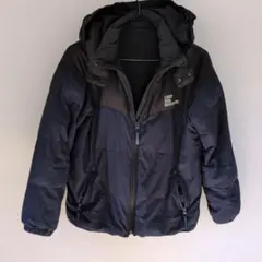 中綿ダウンジャケット　フード付き　ネイビー