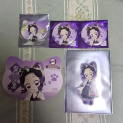 鬼滅の刃　ナンジャタウン　ねこ型缶バッジ　胡蝶しのぶセット　5点