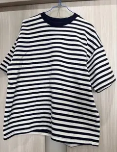 美品　ボーダーTシャツ 白/ネイビー